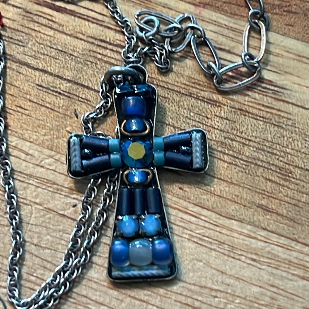 Ayala Bar Handcrafted Small Embellished Cross Necklace. P20